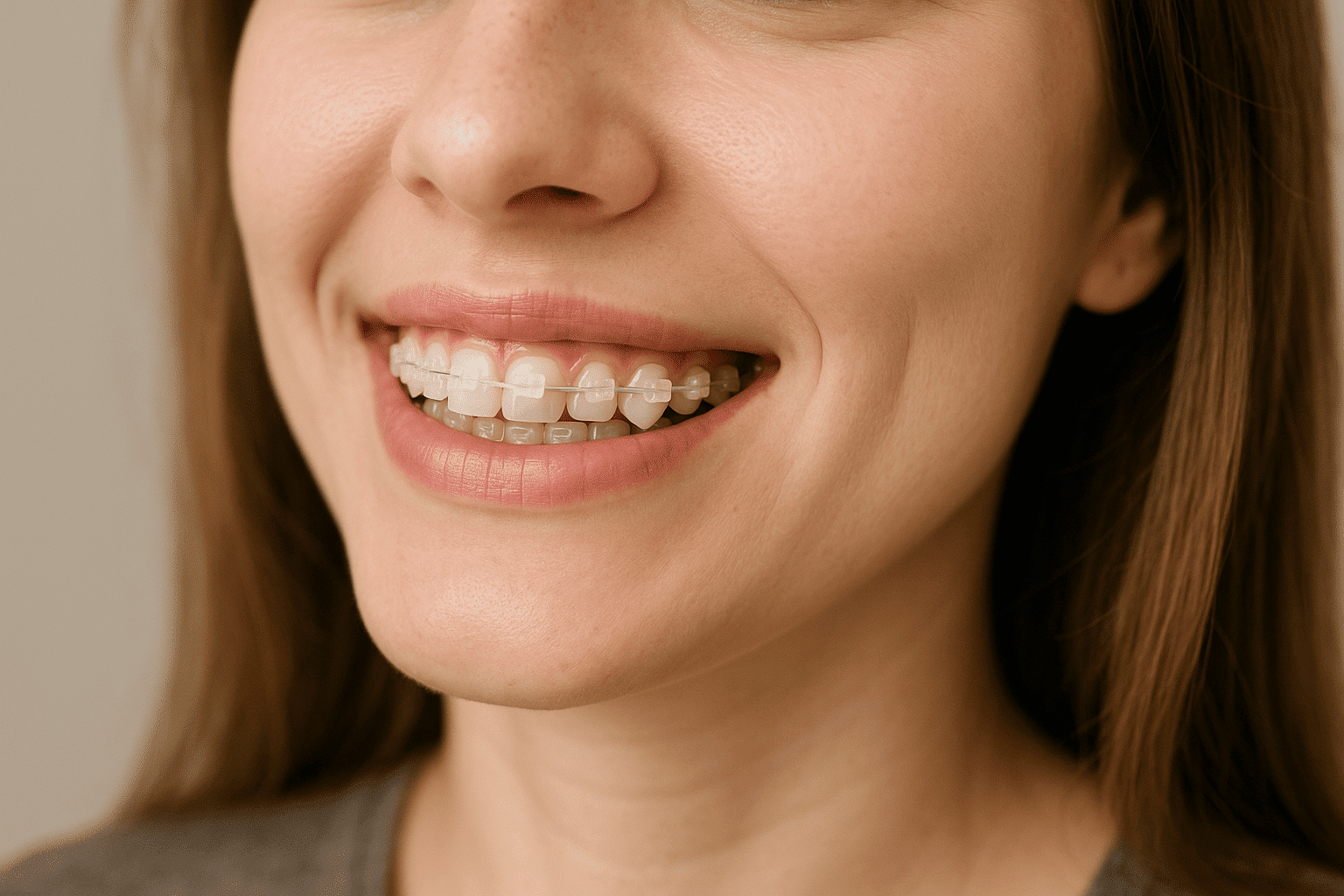 Sourire avec des bagues transparentes